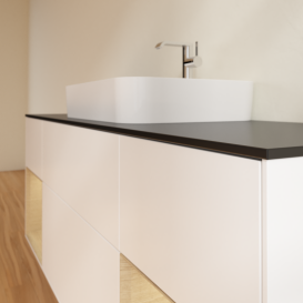 Тумба под раковину Villeroy & Boch Finion 160х50,1 см с подсветкой МДФ белый матовый лак/стекло черное матовое G452PCMT