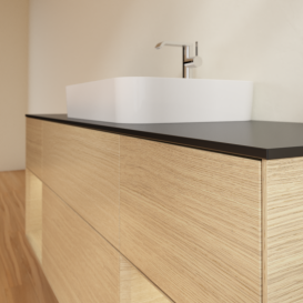 Тумба под раковину Villeroy & Boch Finion 160х50,1 см с подсветкой МДФ шпон дуба/стекло черное матовое G452PCPC