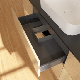 Тумба под раковину Villeroy & Boch Finion 160х50,1 см с подсветкой МДФ шпон дуба/стекло черное матовое G452PCPC