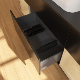 Тумба под раковину Villeroy & Boch Finion 160х50,1 см с подсветкой МДФ черный матовый лак/стекло черное матовое G452PCPD