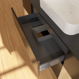 Тумба под раковину Villeroy & Boch Finion 160х50,1 см с подсветкой МДФ черный матовый лак/стекло черное матовое G452PCPD