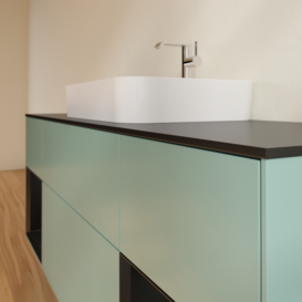 Тумба под раковину Villeroy & Boch Finion 160х50,1 см с подсветкой МДФ оливковый матовый лак/стекло черное матовое G452PDGM