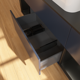 Тумба под раковину Villeroy & Boch Finion 160х50,1 см с подсветкой МДФ темно-синий матовый лак/стекло черное матовое G452PDHG