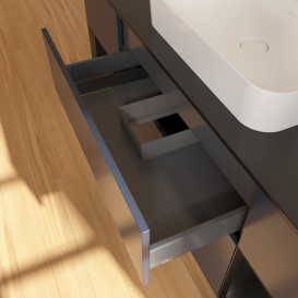 Тумба под раковину Villeroy & Boch Finion 160х50,1 см с подсветкой МДФ темно-синий матовый лак/стекло черное матовое G452PDHG