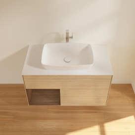 Тумба под раковину Villeroy & Boch Finion 100х50,1 см с подсветкой МДФ шпон дуба/стекло белое матовое F771GNPC