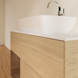 Тумба под раковину Villeroy & Boch Finion 100х50,1 см с подсветкой МДФ шпон дуба/стекло белое матовое F771GNPC