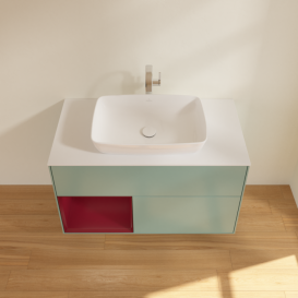 Тумба под раковину Villeroy & Boch Finion 100х50,1 см с подсветкой МДФ оливковый матовый лак/стекло белое матовое F771HBGM