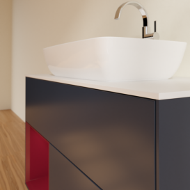 Тумба под раковину Villeroy & Boch Finion 100х50,1 см с подсветкой МДФ темно-синий матовый лак/стекло белое матовое F771HBHG