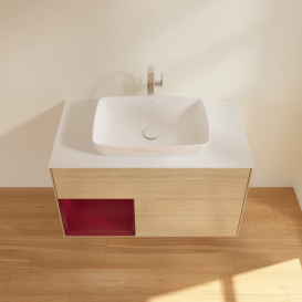 Тумба под раковину Villeroy & Boch Finion 100х50,1 см с подсветкой МДФ шпон дуба/стекло белое матовое F771HBPC