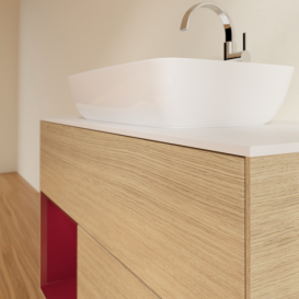 Тумба под раковину Villeroy & Boch Finion 100х50,1 см с подсветкой МДФ шпон дуба/стекло белое матовое F771HBPC