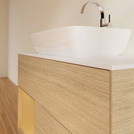 Тумба под раковину Villeroy & Boch Finion 100х50,1 см с подсветкой МДФ шпон дуба/стекло белое матовое F771HFPC