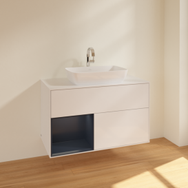 Тумба под раковину Villeroy & Boch Finion 100х50,1 см с подсветкой МДФ глянцевый белый лак/стекло белое матовое F771HGGF