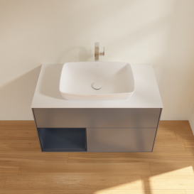 Тумба под раковину Villeroy & Boch Finion 100х50,1 см с подсветкой МДФ антрацит матовый лак/стекло белое матовое F771HGGK