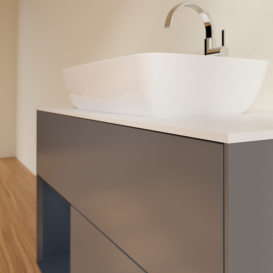 Тумба под раковину Villeroy & Boch Finion 100х50,1 см с подсветкой МДФ антрацит матовый лак/стекло белое матовое F771HGGK