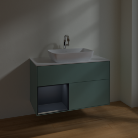 Тумба под раковину Villeroy & Boch Finion 100х50,1 см с подсветкой МДФ оливковый матовый лак/стекло белое матовое F771HGGM