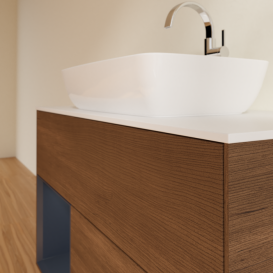 Тумба под раковину Villeroy & Boch Finion 100х50,1 см с подсветкой МДФ шпон грецкого ореха/стекло белое матовое F771HGGN