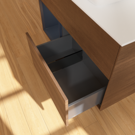 Тумба под раковину Villeroy & Boch Finion 100х50,1 см с подсветкой МДФ шпон грецкого ореха/стекло белое матовое F771HGGN