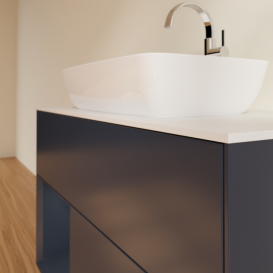Тумба под раковину Villeroy & Boch Finion 100х50,1 см с подсветкой МДФ темно-синий матовый лак/стекло белое матовое F771HGHG