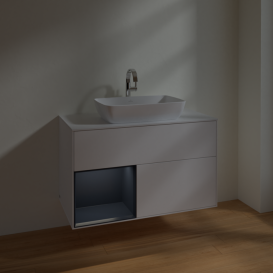 Тумба под раковину Villeroy & Boch Finion 100х50,1 см с подсветкой МДФ белый матовый лак/стекло белое матовое F771HGMT