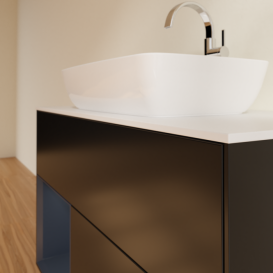 Тумба под раковину Villeroy & Boch Finion 100х50,1 см с подсветкой МДФ черный матовый лак/стекло белое матовое F771HGPD