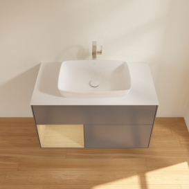 Тумба под раковину Villeroy & Boch Finion 100х50,1 см с подсветкой МДФ антрацит матовый лак/стекло белое матовое F771PCGK