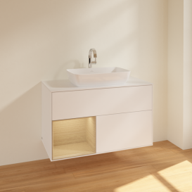 Тумба під раковину Villeroy & Boch Finion 100х50,1 см із підсвічуванням МДФ білий матовий лак/скло біле матове F771PCMT