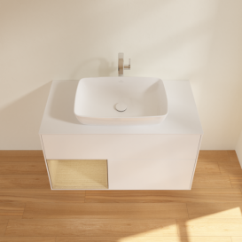 Тумба під раковину Villeroy & Boch Finion 100х50,1 см із підсвічуванням МДФ білий матовий лак/скло біле матове F771PCMT