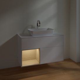 Тумба під раковину Villeroy & Boch Finion 100х50,1 см із підсвічуванням МДФ білий матовий лак/скло біле матове F771PCMT