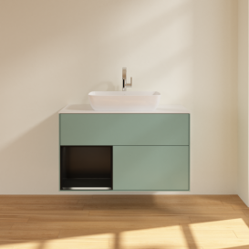 Тумба под раковину Villeroy & Boch Finion 100х50,1 см с подсветкой МДФ оливковый матовый лак/стекло белое матовое F771PDGM