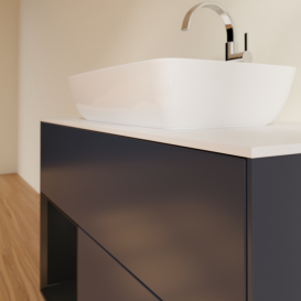 Тумба под раковину Villeroy & Boch Finion 100х50,1 см с подсветкой МДФ темно-синий матовый лак/стекло белое матовое F771PDHG