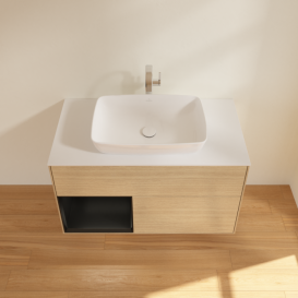 Тумба под раковину Villeroy & Boch Finion 100х50,1 см с подсветкой МДФ шпон дуба/стекло белое матовое F771PDPC