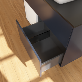 Тумба под раковину Villeroy & Boch Finion 100х50,1 см с подсветкой МДФ темно-синий матовый лак/стекло черное матовое F772GFHG