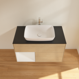 Тумба под раковину Villeroy & Boch Finion 100х50,1 см с подсветкой МДФ шпон дуба/стекло черное матовое F772GFPC