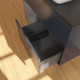 Тумба под раковину Villeroy & Boch Finion 100х50,1 см с подсветкой МДФ темно-синий матовый лак/стекло черное матовое F772GKHG