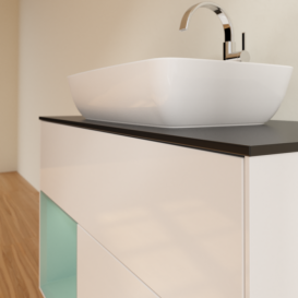 Тумба под раковину Villeroy & Boch Finion 100х50,1 см с подсветкой МДФ глянцевый белый лак/стекло черное матовое F772GMGF