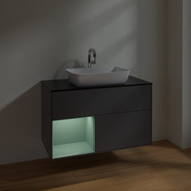 Тумба под раковину Villeroy & Boch Finion 100х50,1 см с подсветкой МДФ антрацит матовый лак/стекло черное матовое F772GMGK
