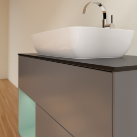 Тумба под раковину Villeroy & Boch Finion 100х50,1 см с подсветкой МДФ антрацит матовый лак/стекло черное матовое F772GMGK