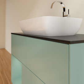 Тумба под раковину Villeroy & Boch Finion 100х50,1 см с подсветкой МДФ оливковый матовый лак/стекло черное матовое F772GMGM