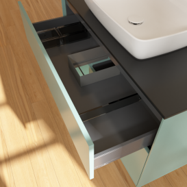 Тумба под раковину Villeroy & Boch Finion 100х50,1 см с подсветкой МДФ оливковый матовый лак/стекло черное матовое F772GMGM