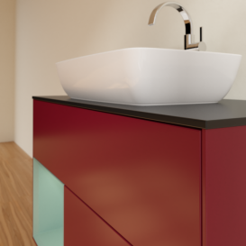 Тумба под раковину Villeroy & Boch Finion 100х50,1 см с подсветкой МДФ пион матовый лак/стекло черное матовое F772GMHB