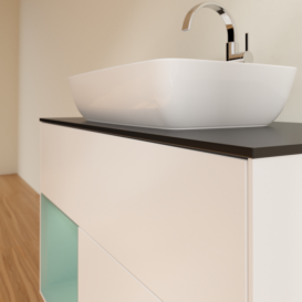 Тумба под раковину Villeroy & Boch Finion 100х50,1 см с подсветкой МДФ белый матовый лак/стекло черное матовое F772GMMT