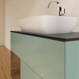 Тумба под раковину Villeroy & Boch Finion 100х50,1 см с подсветкой МДФ оливковый матовый лак/стекло черное матовое F772GNGM