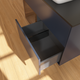 Тумба под раковину Villeroy & Boch Finion 100х50,1 см с подсветкой МДФ темно-синий матовый лак/стекло черное матовое F772GNHG