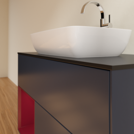 Тумба под раковину Villeroy & Boch Finion 100х50,1 см с подсветкой МДФ темно-синий матовый лак/стекло черное матовое F772HBHG