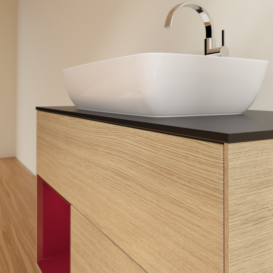 Тумба под раковину Villeroy & Boch Finion 100х50,1 см с подсветкой МДФ шпон дуба/стекло черное матовое F772HBPC