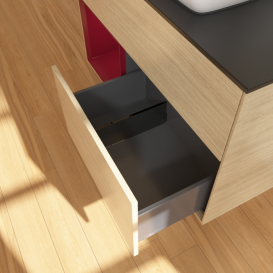 Тумба под раковину Villeroy & Boch Finion 100х50,1 см с подсветкой МДФ шпон дуба/стекло черное матовое F772HBPC