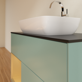 Тумба под раковину Villeroy & Boch Finion 100х50,1 см с подсветкой МДФ оливковый матовый лак/стекло черное матовое F772HFGM