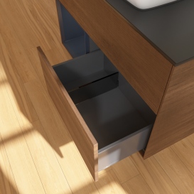 Тумба под раковину Villeroy & Boch Finion 100х50,1 см с подсветкой МДФ шпон грецкого ореха/стекло черное матовое F772HGGN