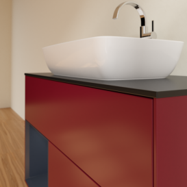 Тумба под раковину Villeroy & Boch Finion 100х50,1 см с подсветкой МДФ пион матовый лак/стекло черное матовое F772HGHB