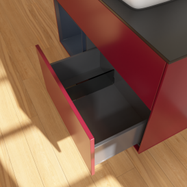 Тумба под раковину Villeroy & Boch Finion 100х50,1 см с подсветкой МДФ пион матовый лак/стекло черное матовое F772HGHB